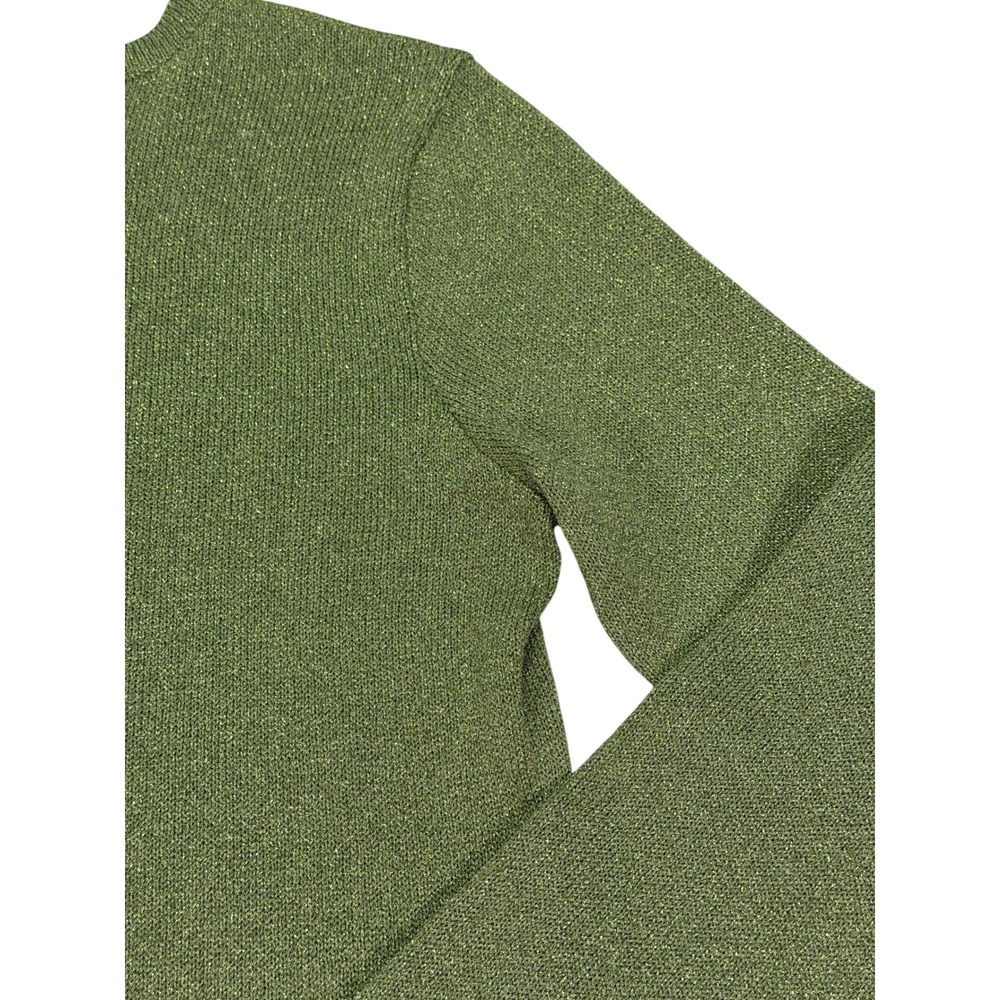 Steven Stolman‎ Green Metallic Lurex Cardigan Gold Button Medium USA Vintage - Picture 7 of 9
